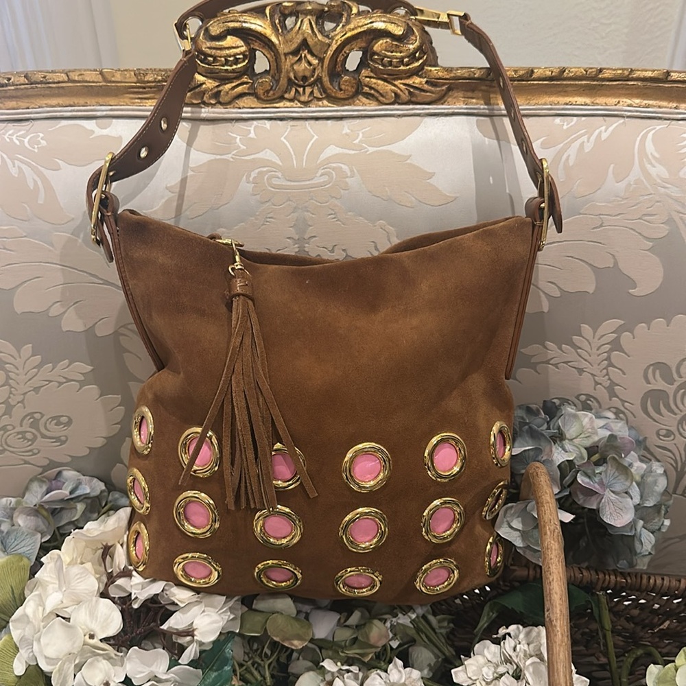 Authentic leather suede handbag NEW
